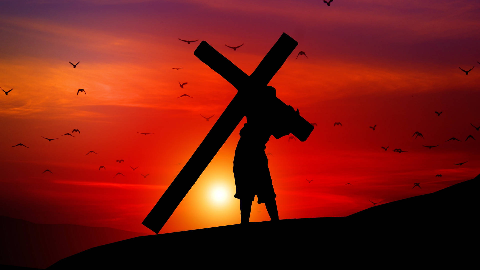 Jesuscristo Carregando Uma Cruz. Papel de Parede
