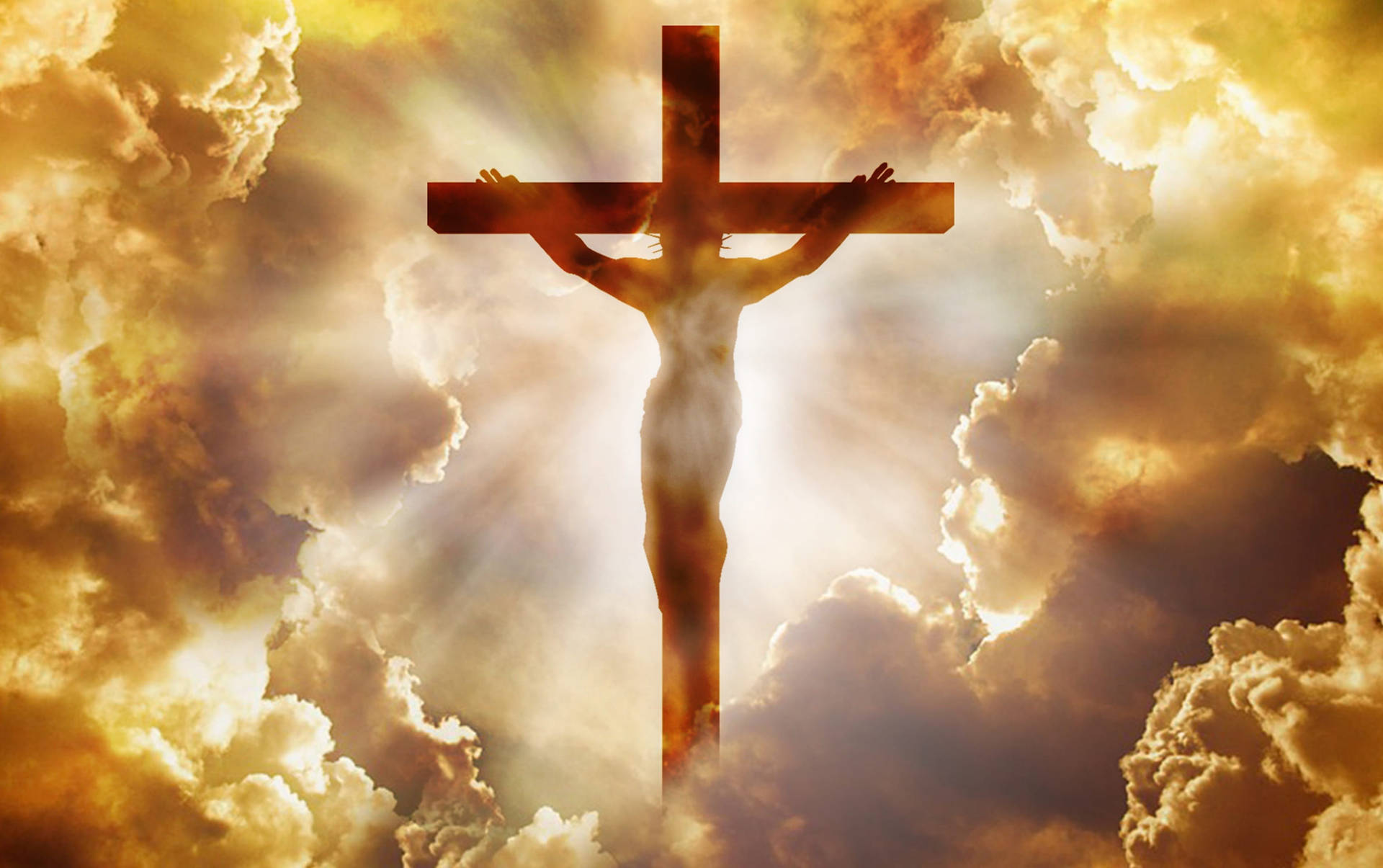 Jesu Kristus på glødende kors let tapet Wallpaper