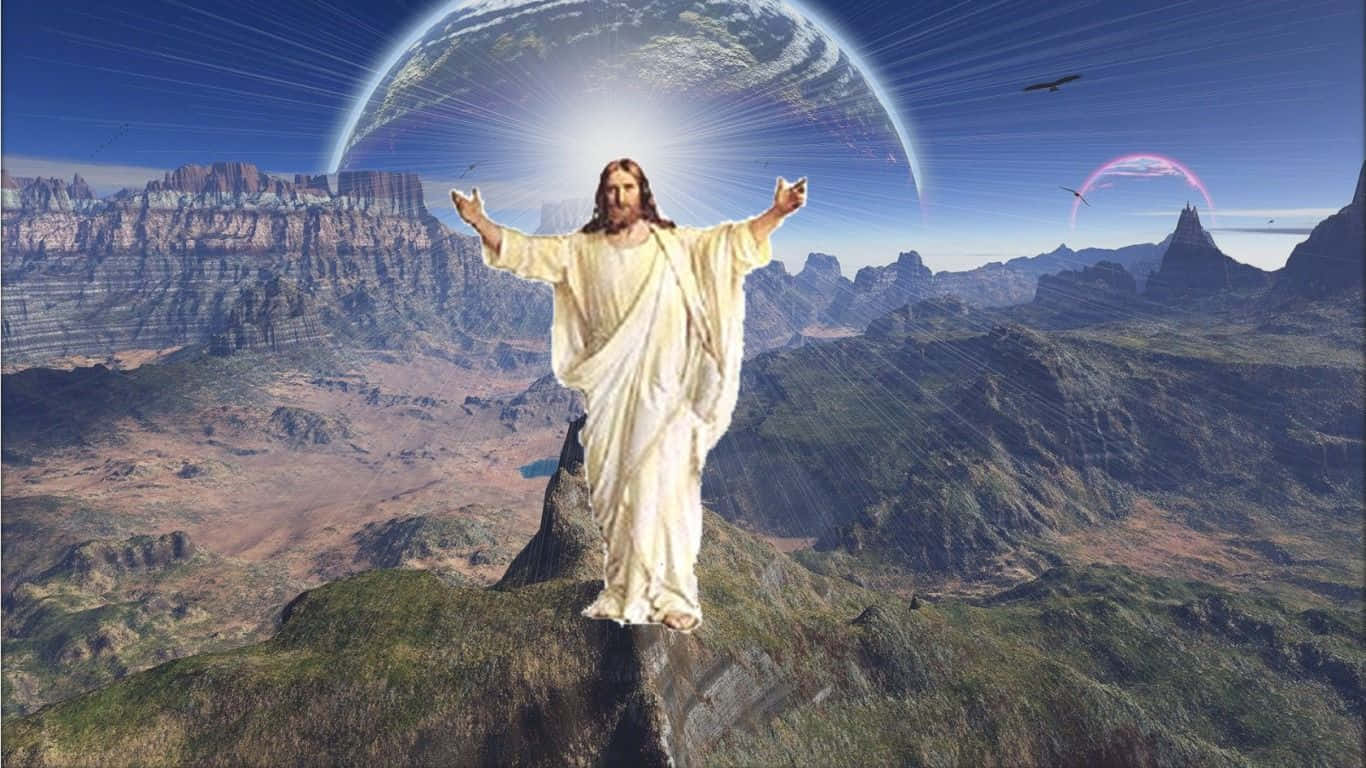 Bildav Jesus Kristus På Ett Berg.