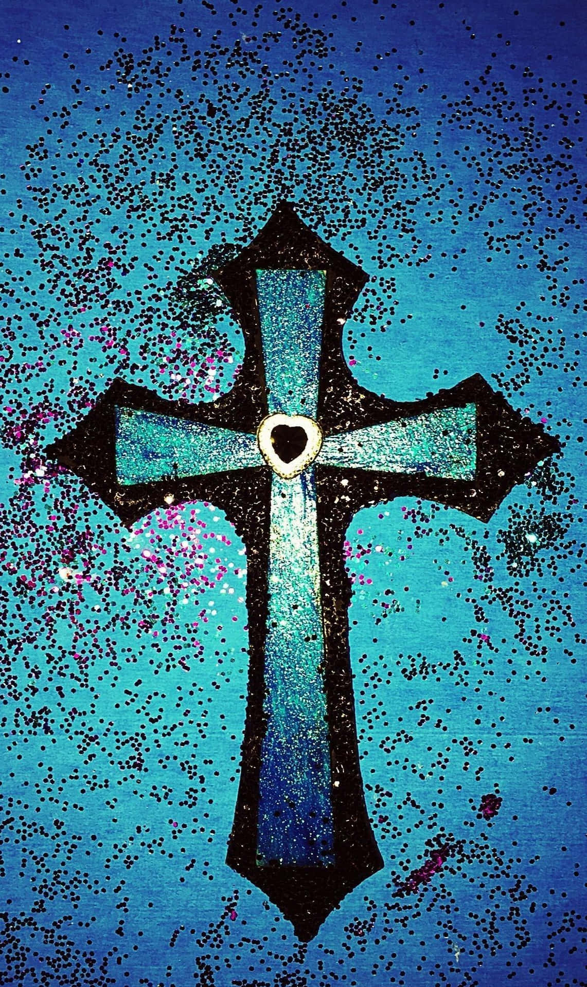 Jesuschristus Bild Mit Blauem Kreuz