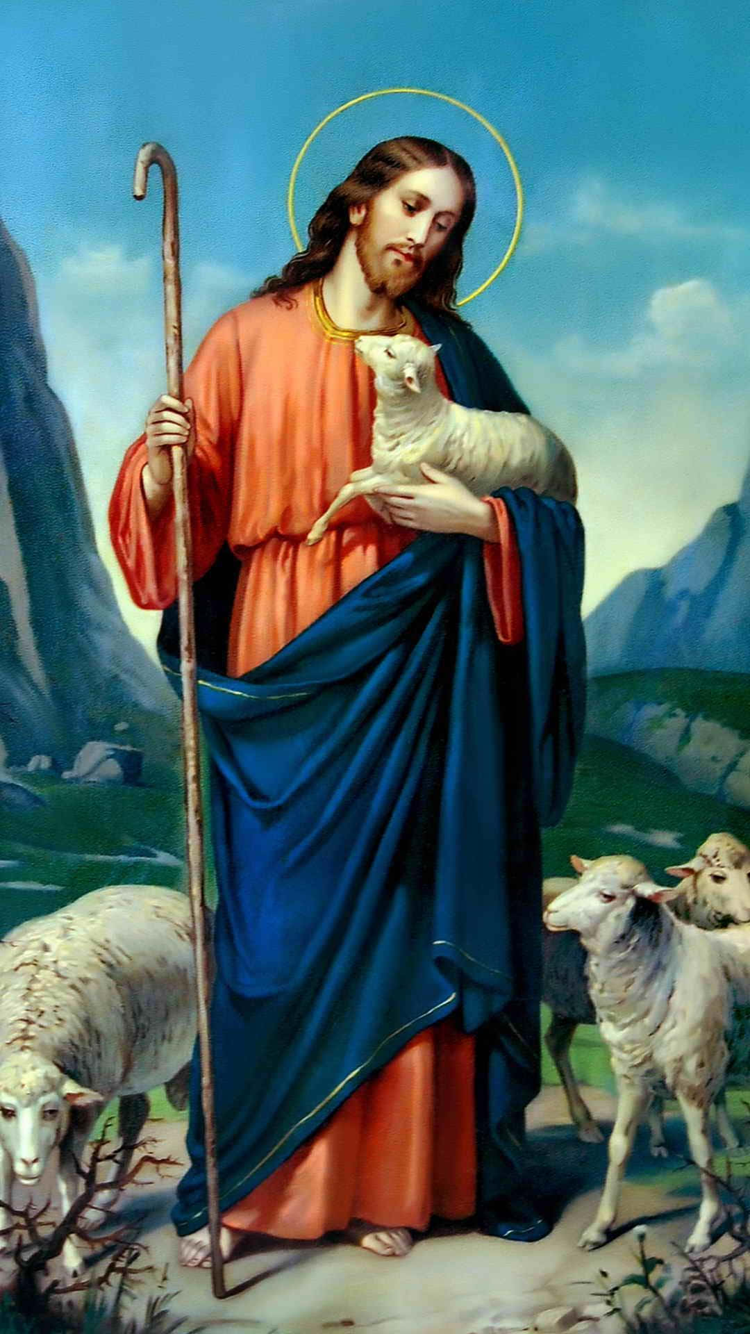 Bildvon Jesus Christus Und Einem Lamm