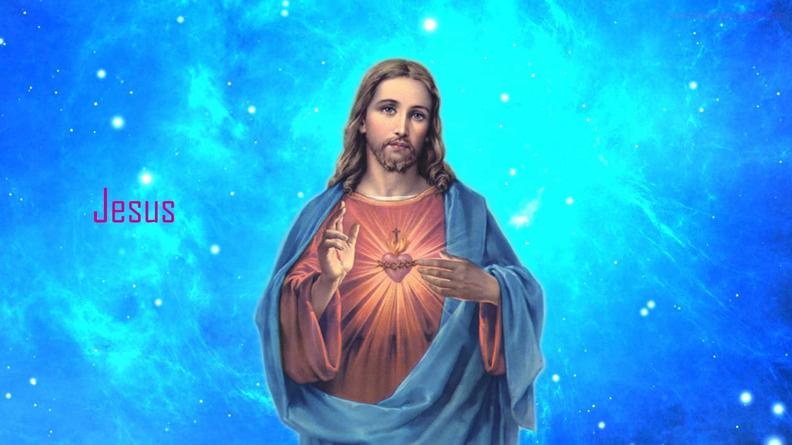 Immaginedi Cristo Gesù Con Sfondo Blu
