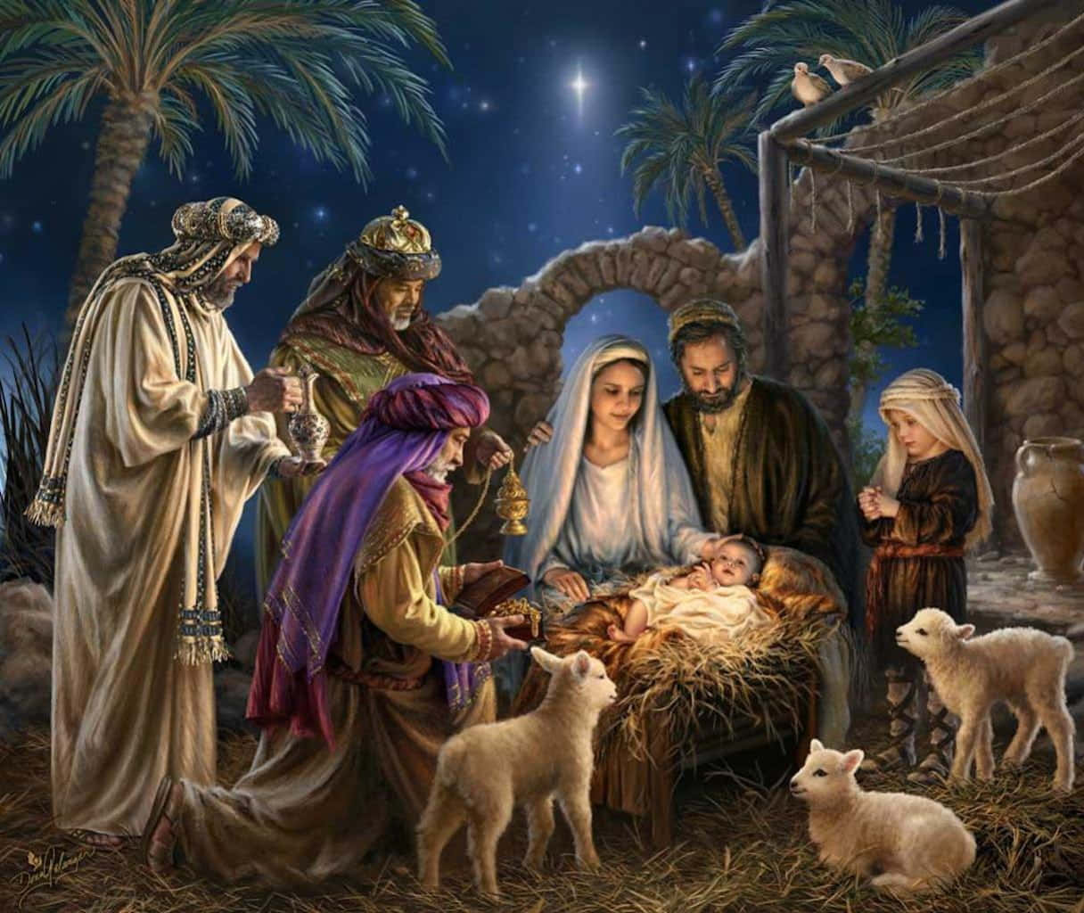Comemorandoo Nascimento De Jesus No Natal. Papel de Parede