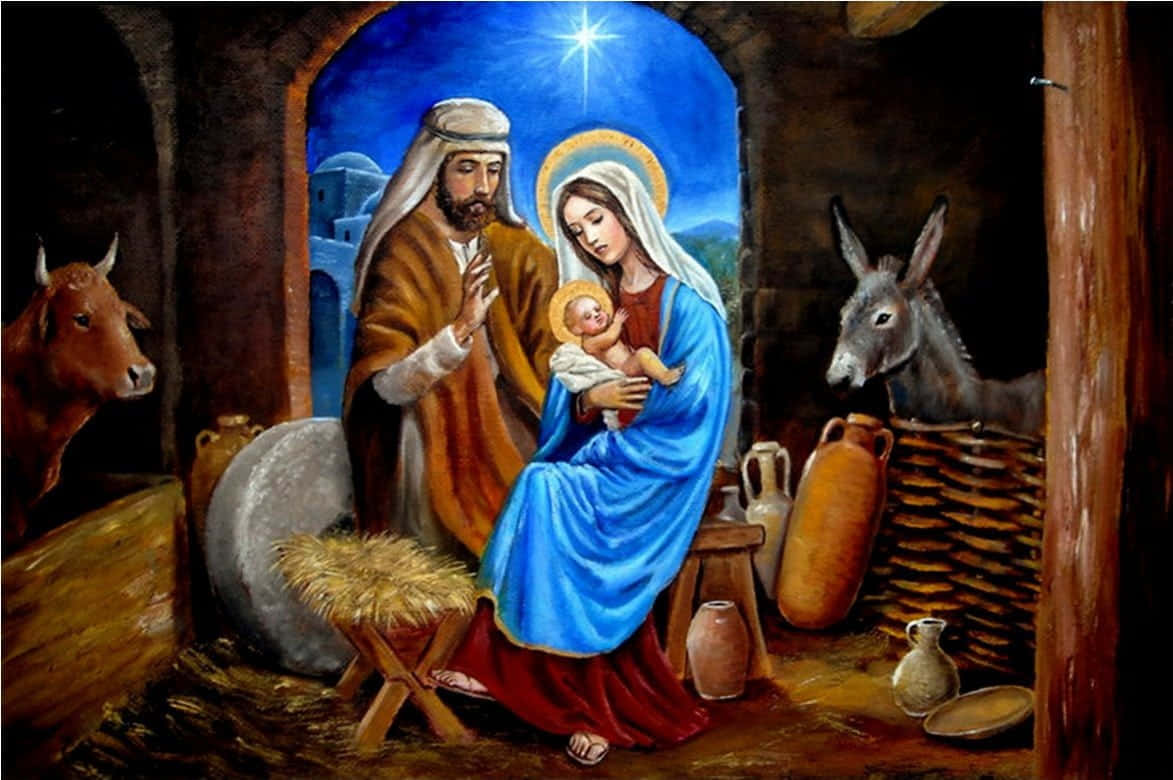 Fejre Jesus' fødsel ved jul Wallpaper