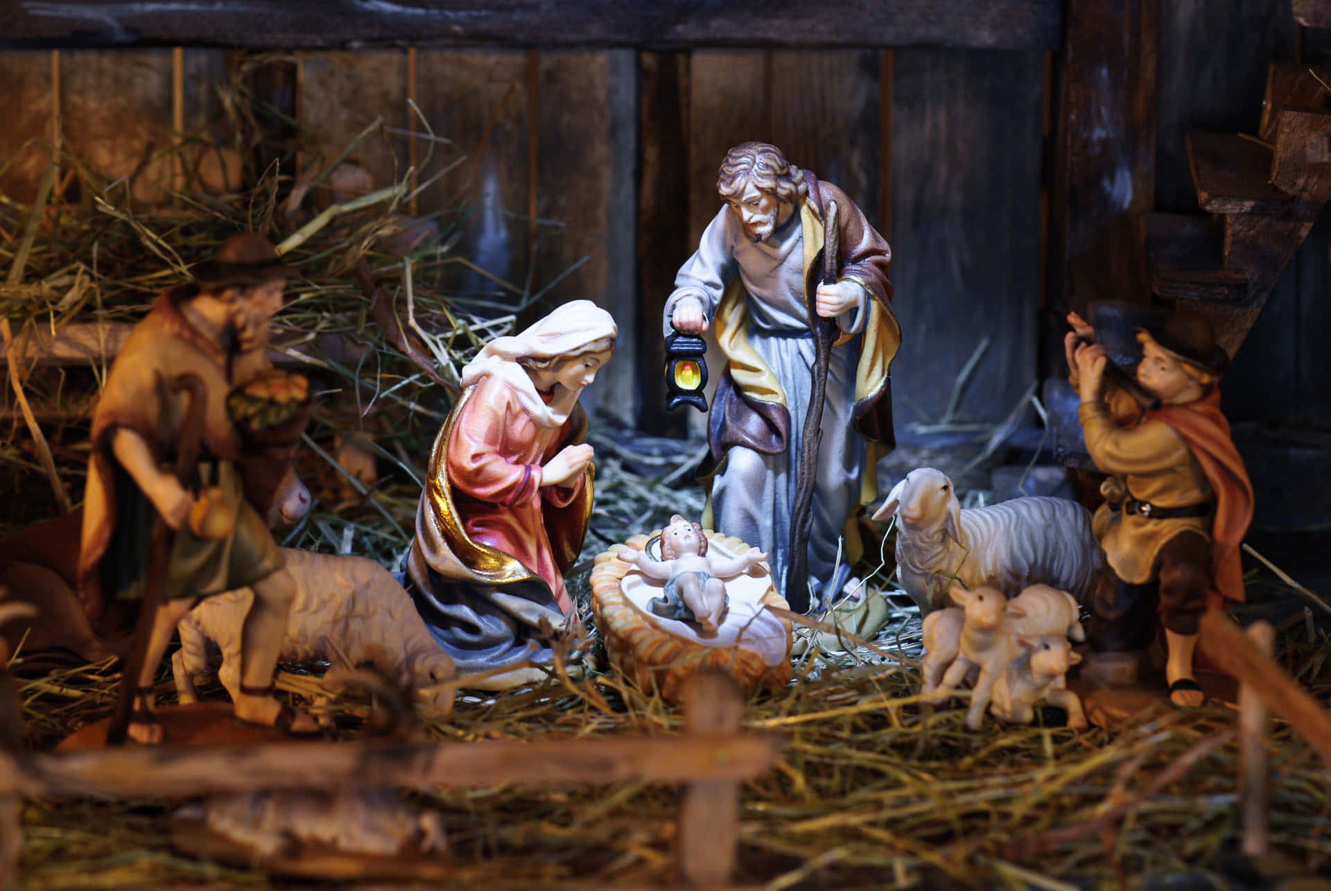 Jesus Christ, the light of the world, rejoices in Christmas bliss Wallpaper
