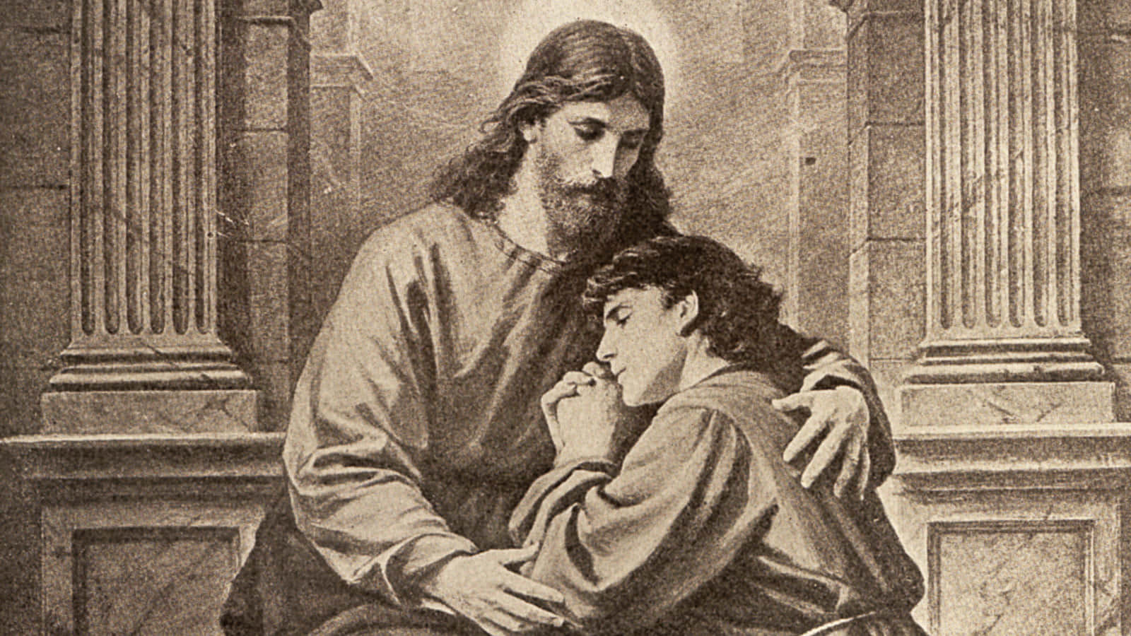 Jesus Comforting A Contrite Person Wallpaper
