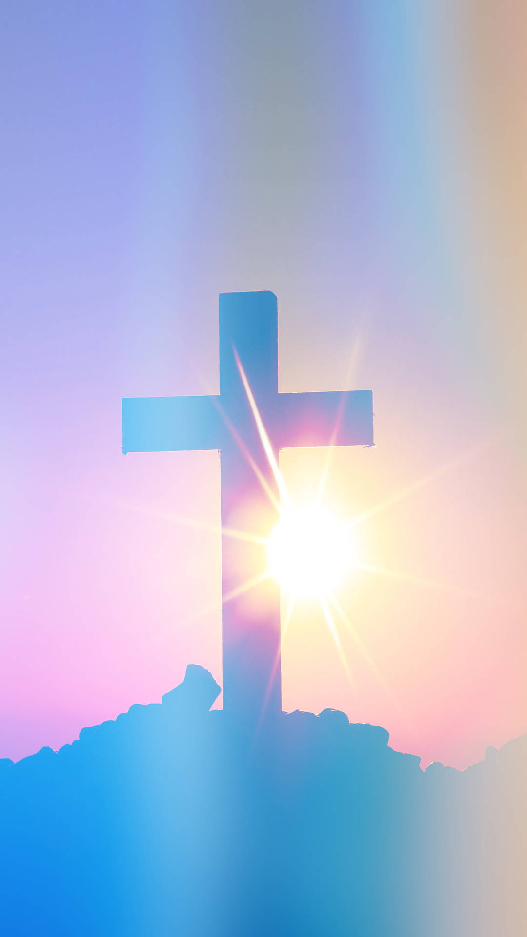 Jesus Cross Iridescent Light Wallpaper