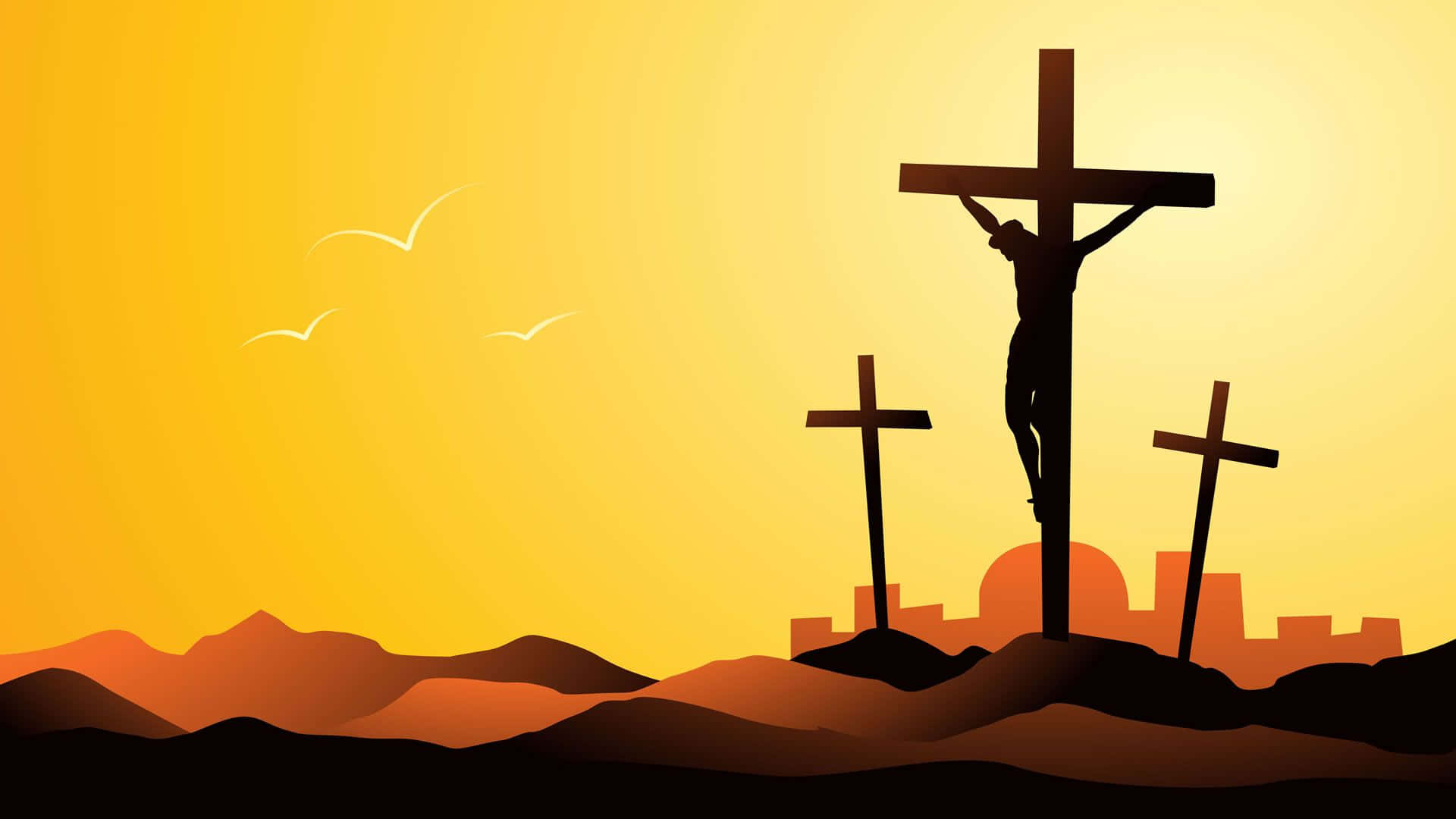 Jesus Crucified on the Cross Against a Dramatic Sky Wallpaper