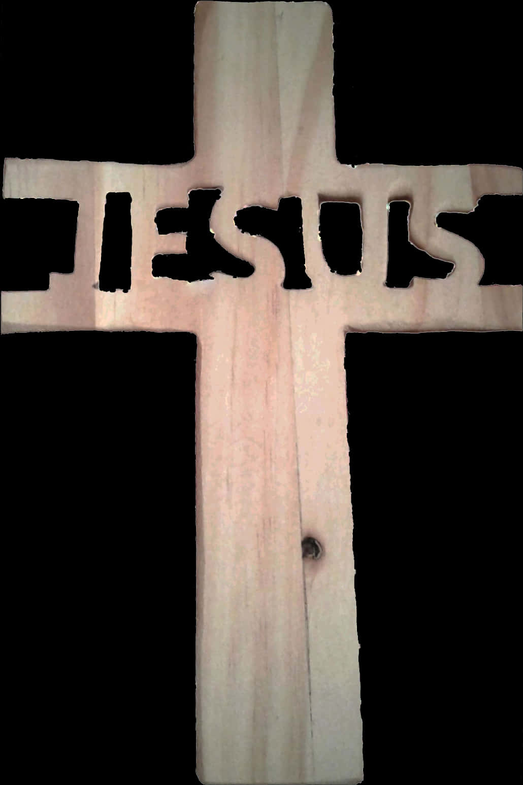 Jesus Cutout Cross Wooden Background PNG