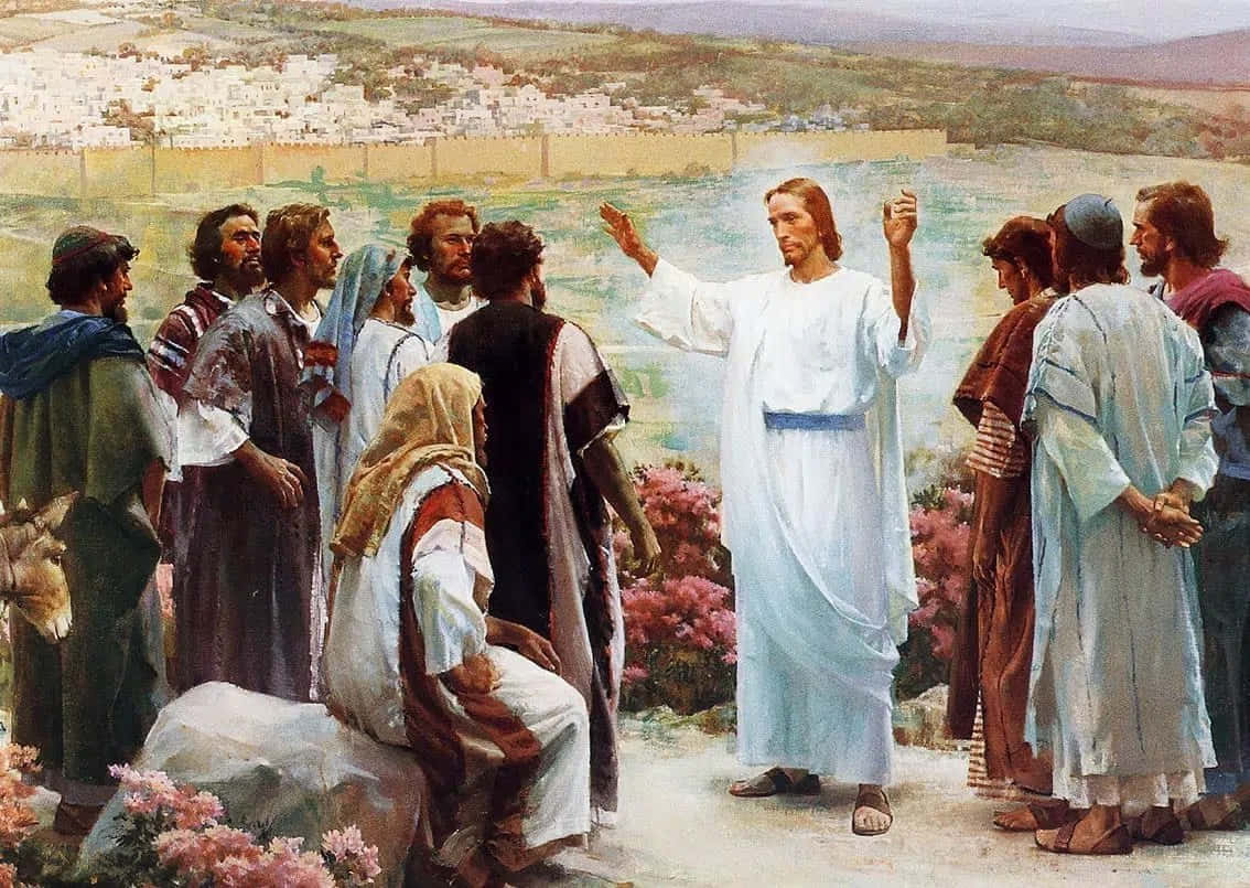 Jesus and His Disciples - A Moment of Sacred Teaching Wallpaper