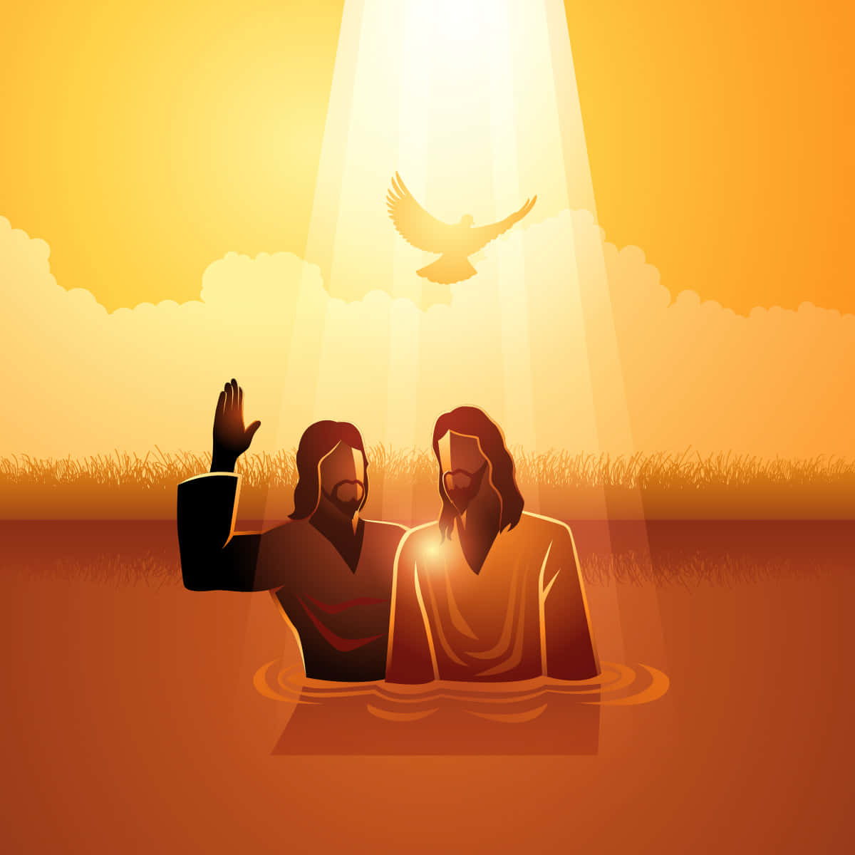 Jesus God Baptism Art Picture