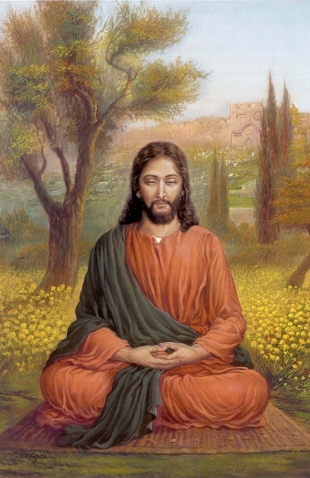 Jesus God Meditating Art Print Picture