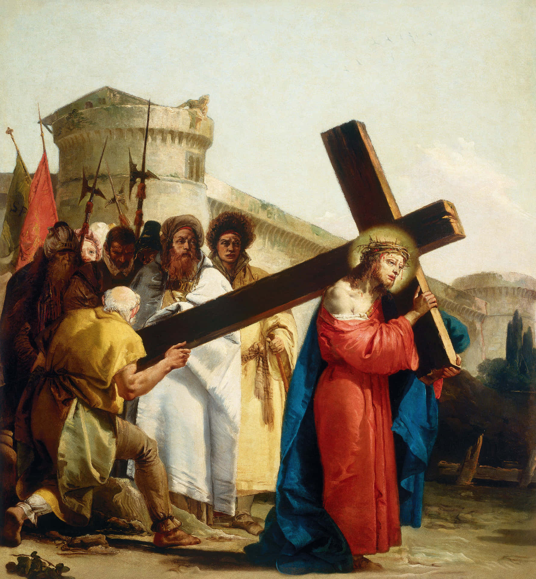 Painting Of Jesus God Carrying Cross Picture