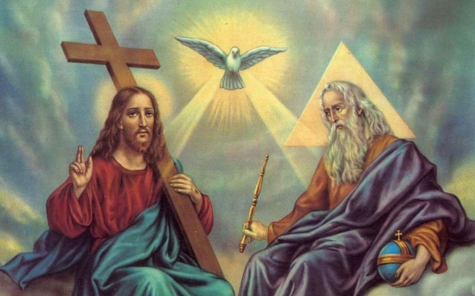 Pinturade La Santísima Trinidad De Jesús Dios Imagen