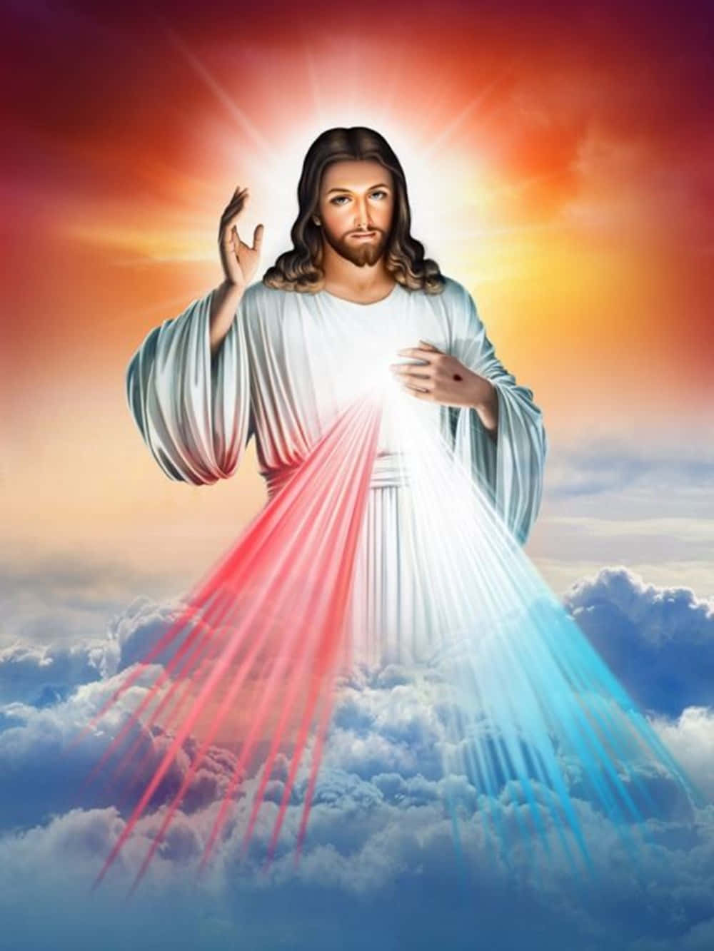 Download Sacred Heart Of Jesus In Heaven Mercy Light Wallpaper ...
