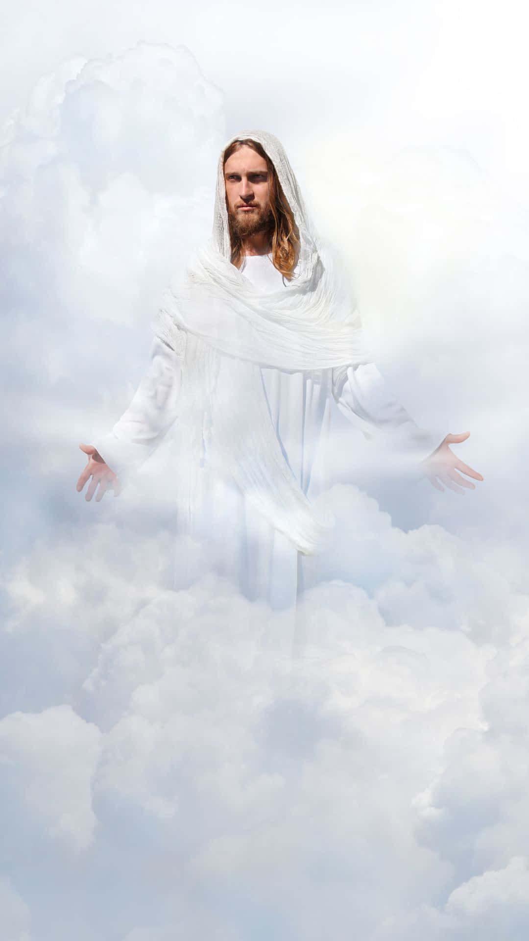 Jesus In Heaven Raising His Hands Wallpaper
