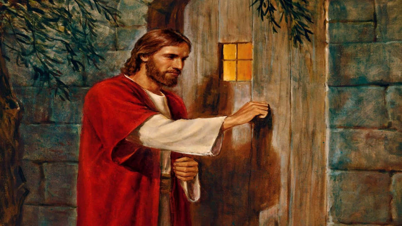 Jesusruft Auf Seinem Iphone An Wallpaper