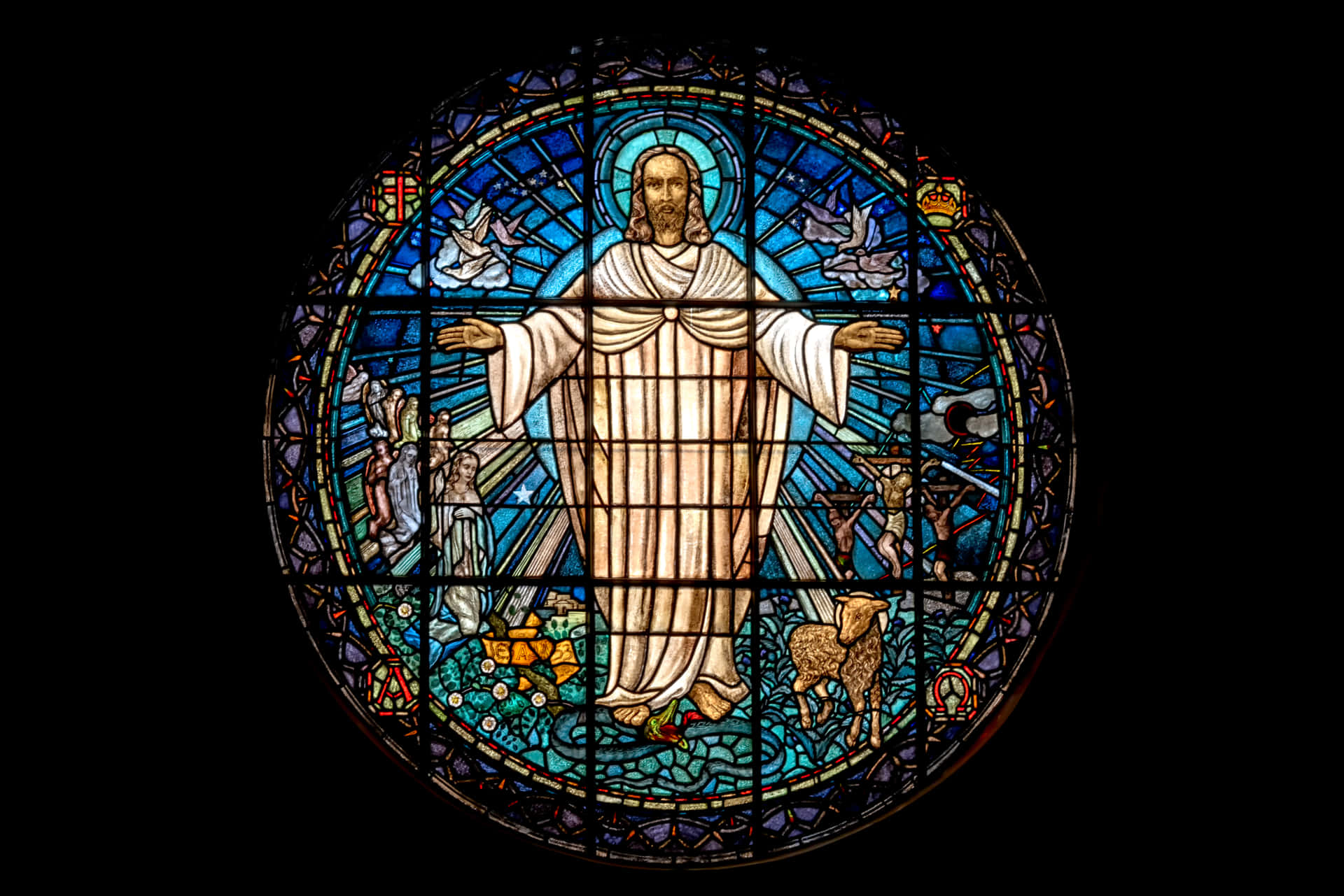 Jesusis King Färgat Glas Wallpaper