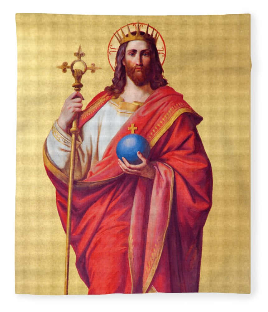 Jesusist König Mit Blauer Kugel. Wallpaper