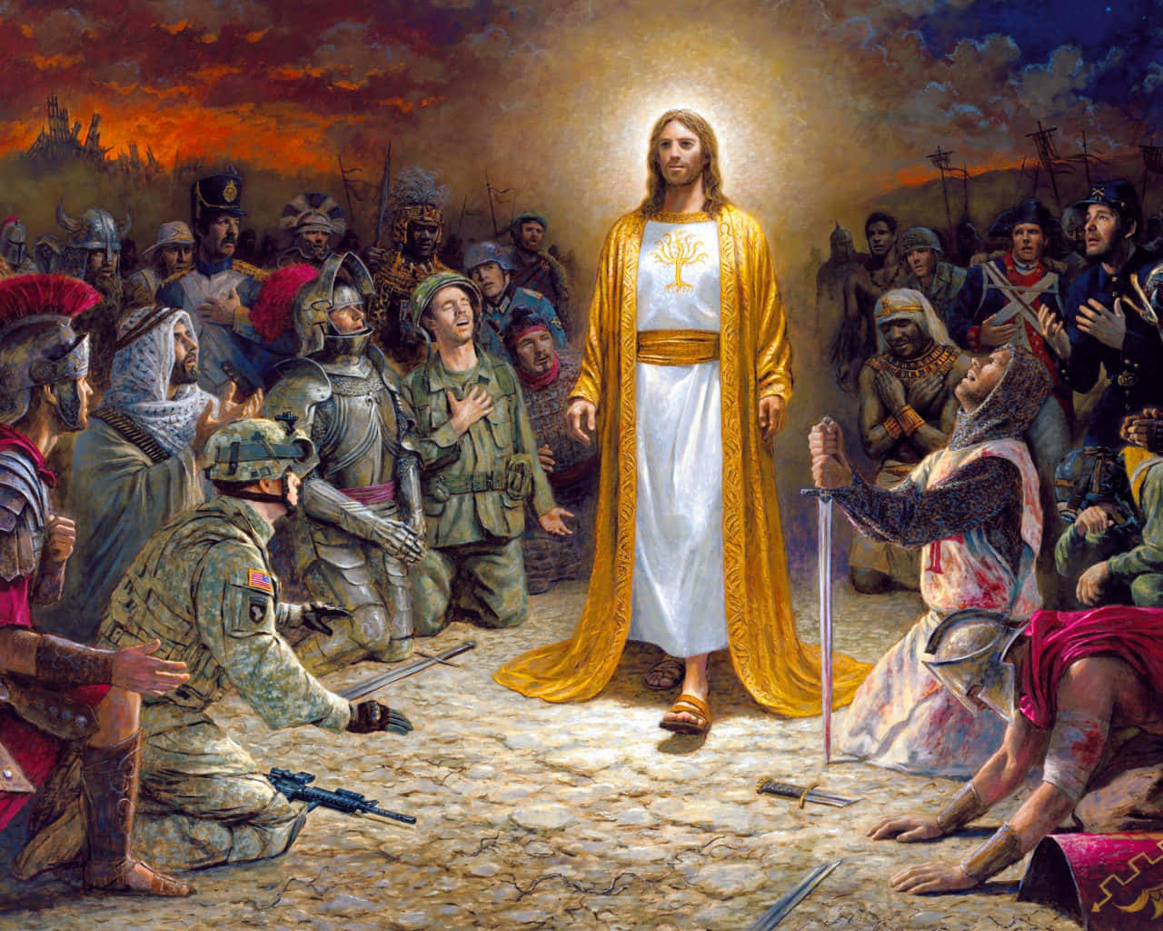 Jesusist König Und Läuft Mit Seinen Jüngern. Wallpaper