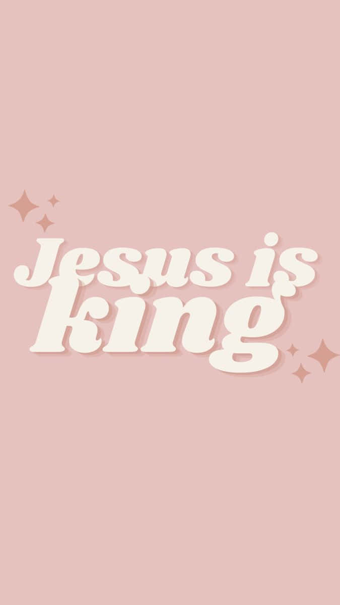 Jesus Er Konge Med Pink Stjerner stråler over det hele Wallpaper