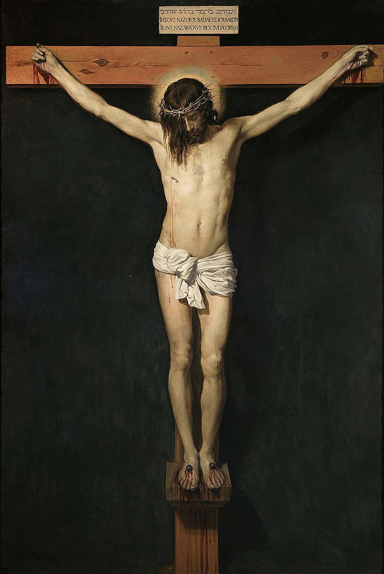 Jesus Nailed On Wooden Christian Cross Wallpaper