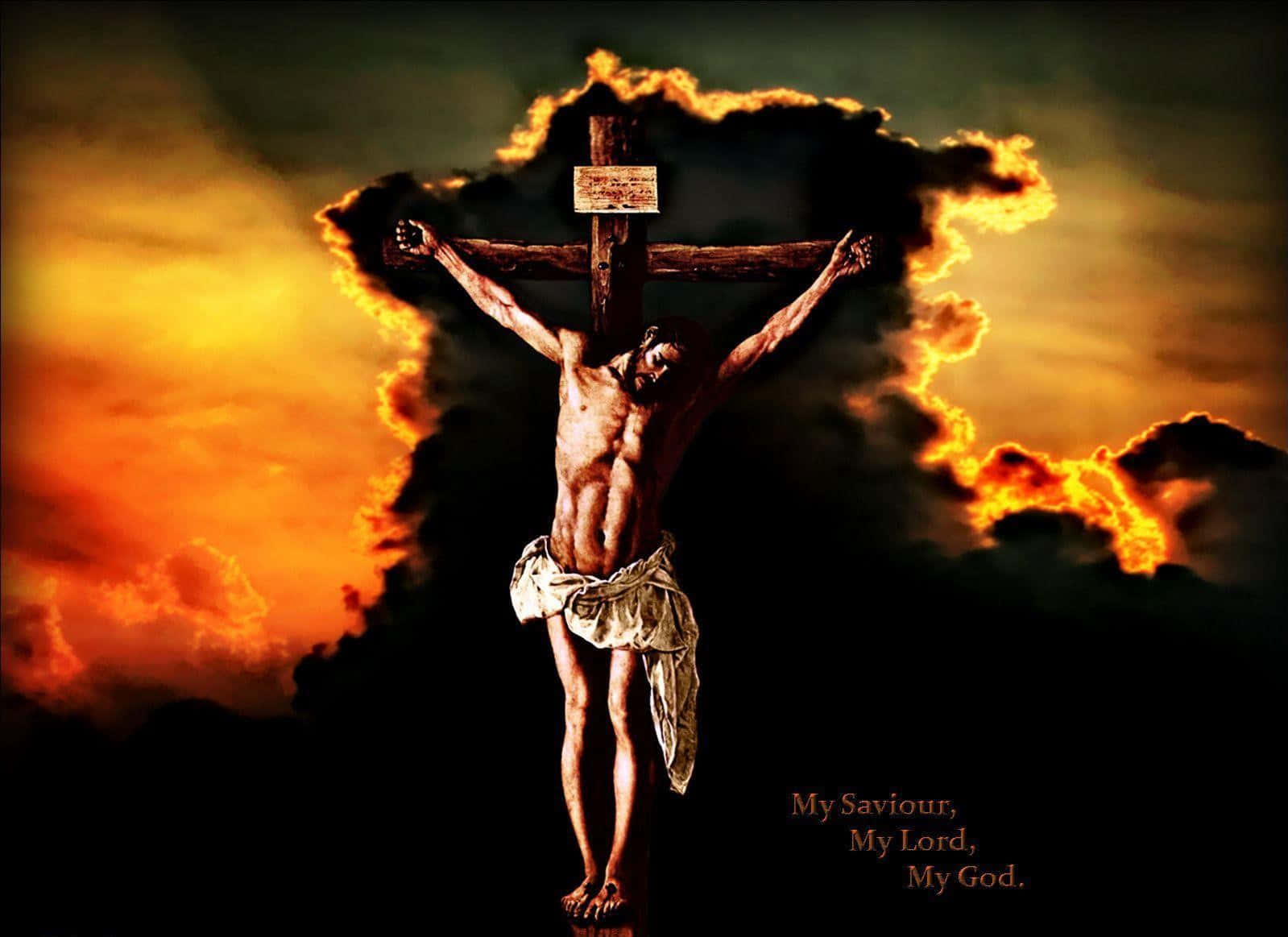 Jesus på korset med mørke tykke billeder