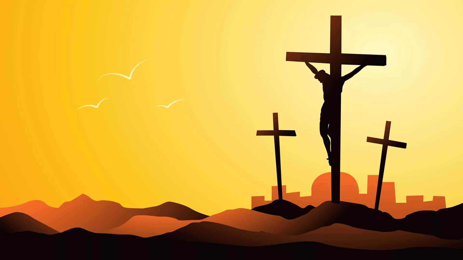 Immagineanimata Di Gesù Sulla Croce E Colombe