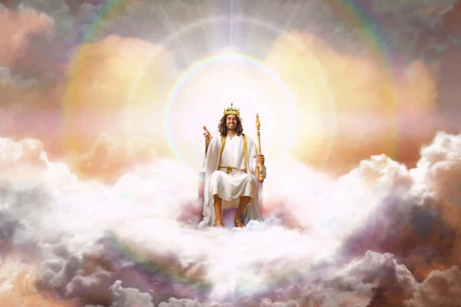 Billede af Jesus Kristus siddende i himlen