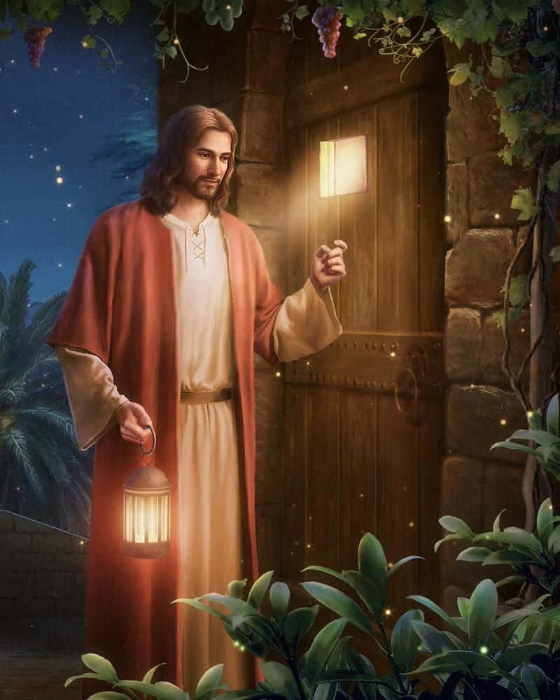 Immaginedi Gesù Cristo Che Bussa Ad Una Porta