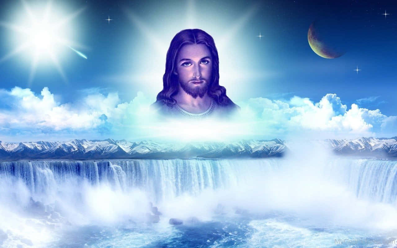 Jesu Kristus Med Solen og Månebillede Tapet