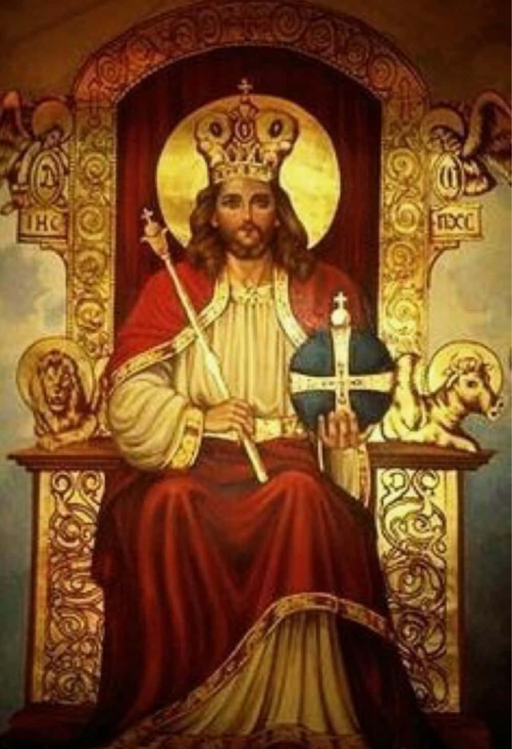 Kong Jesus siddende på en tronebillede