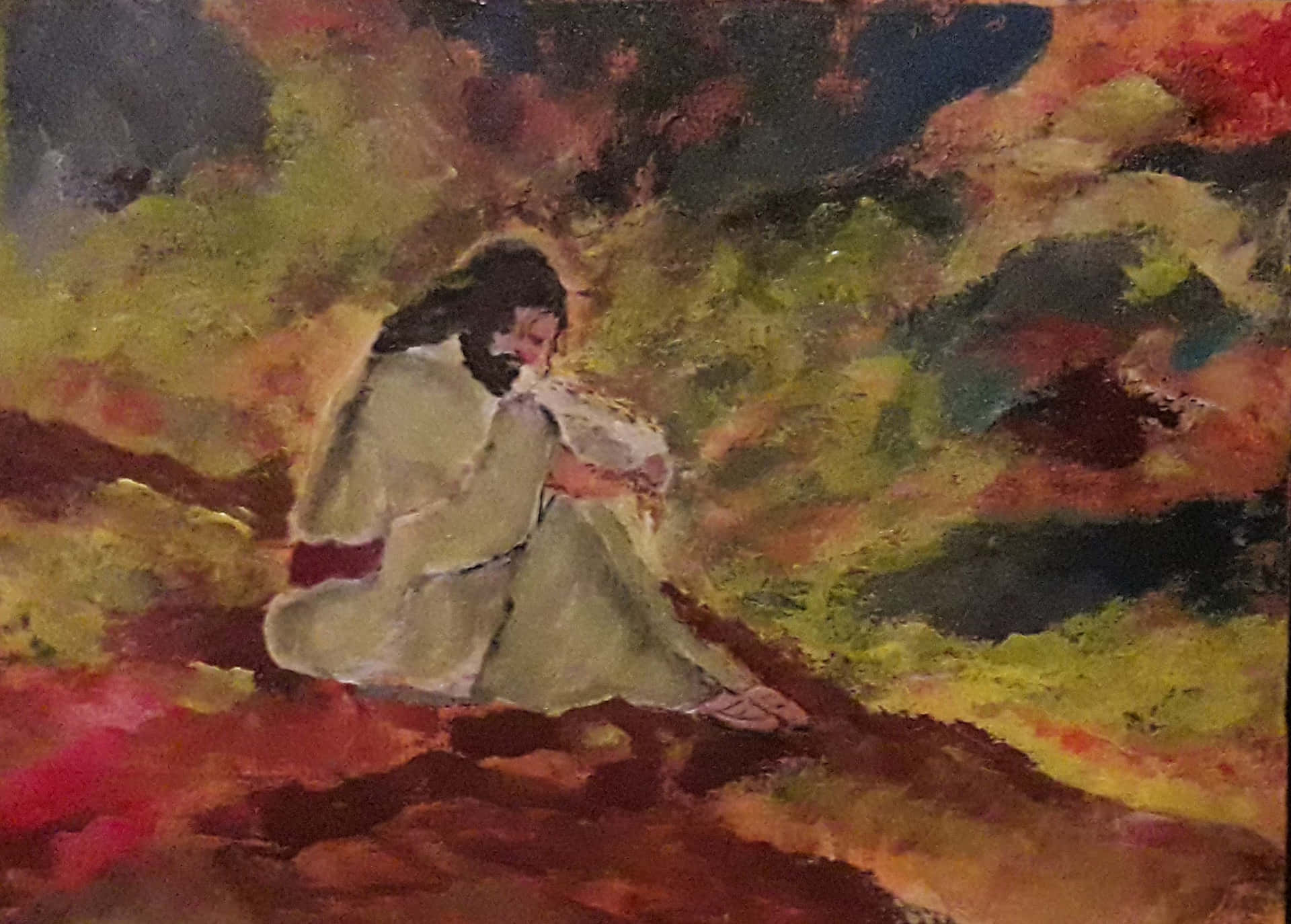 Jesusbeder I Getsemane Haven. Wallpaper