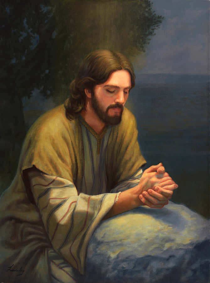 Jesúsofreciendo Una Oración De Guía Fondo de pantalla