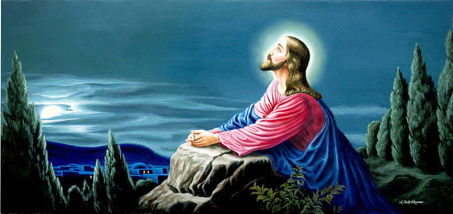 Jesus praying in solitude Wallpaper