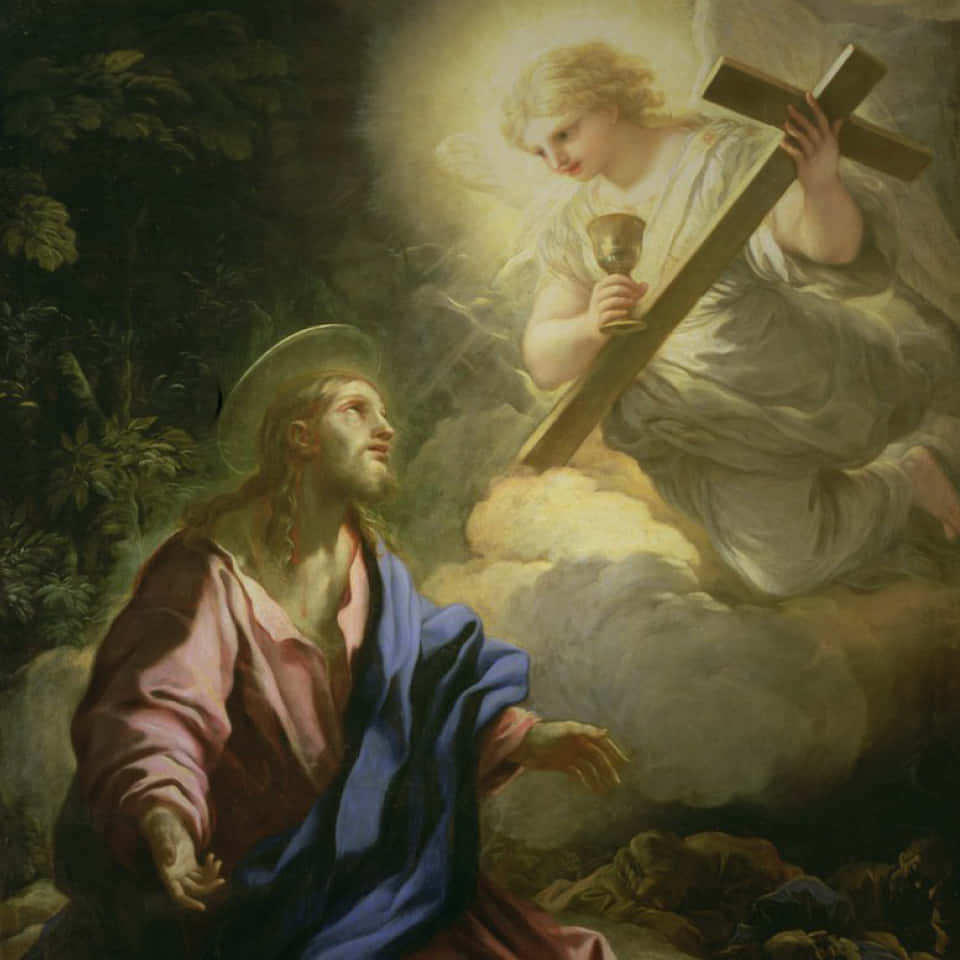 Jesus Praying in a Garden of Gethsemane Wallpaper