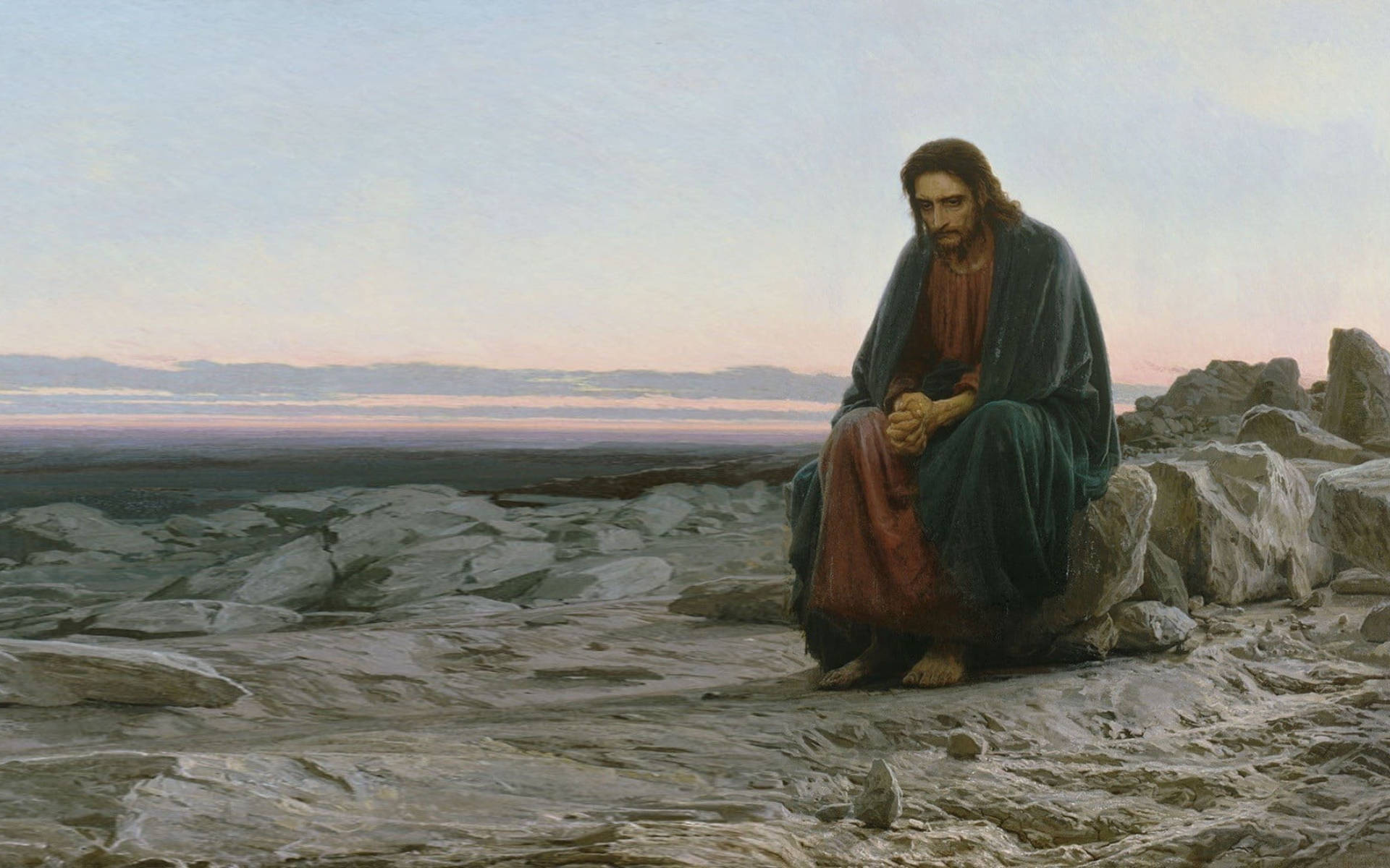 Jesus Praying Alone Background