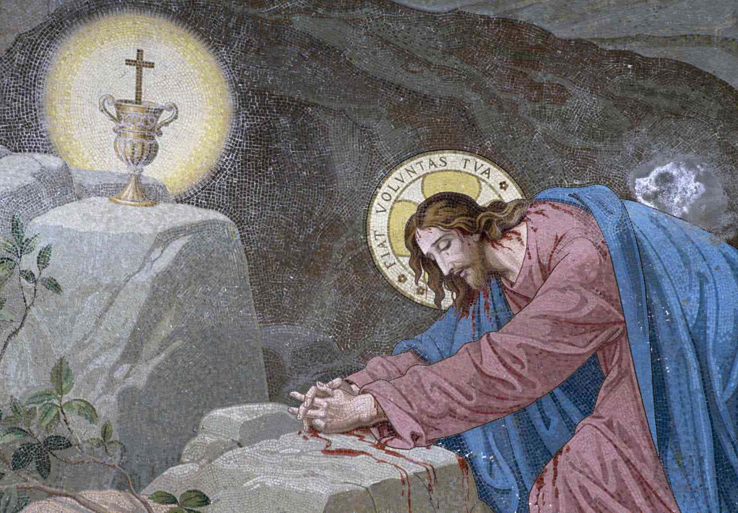 Jesuskniet In Einer Höhle Wallpaper