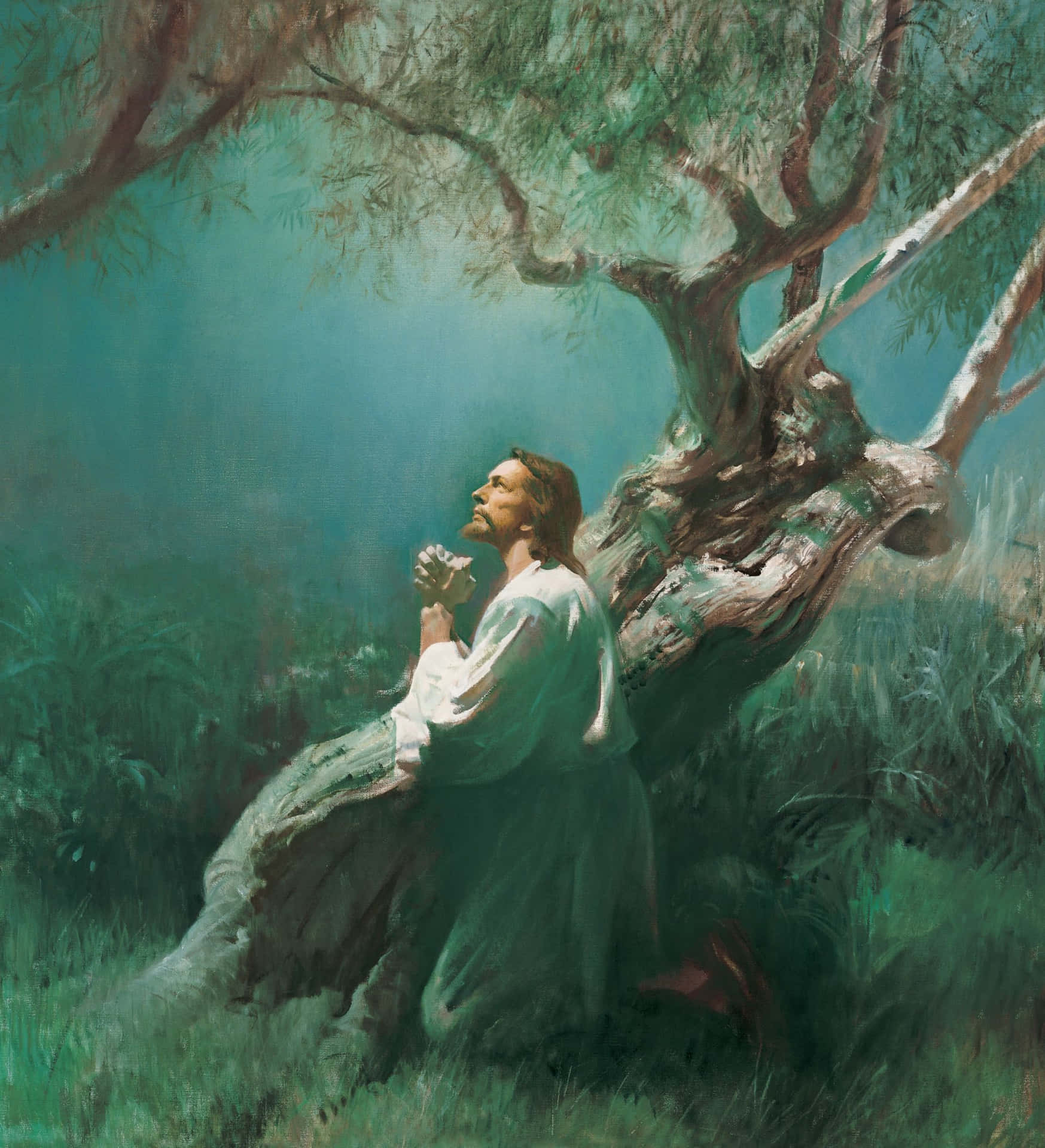 Stimmungsvollesbild Von Jesus Im Gebet In Der Wüste. Wallpaper