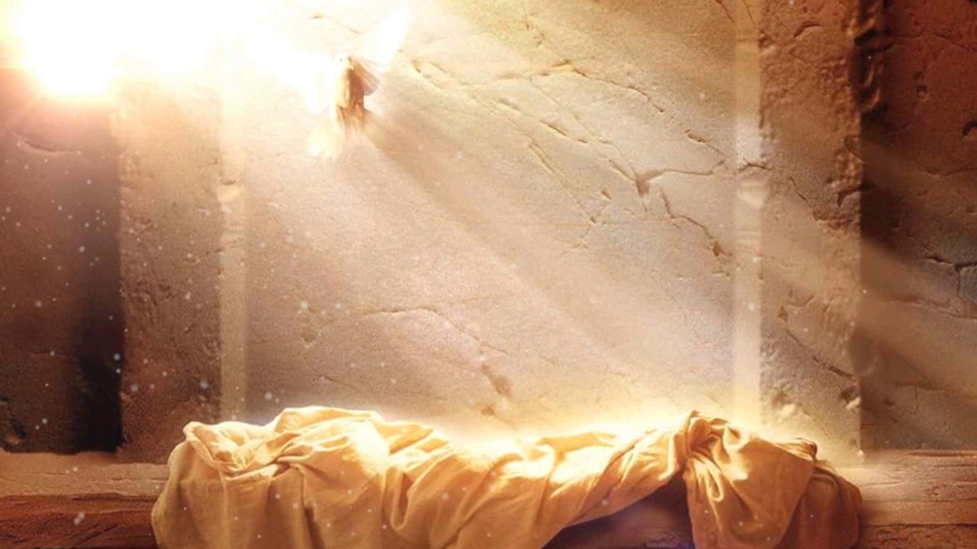 Jesus Resurrecting on a Glorious Sunrise Wallpaper