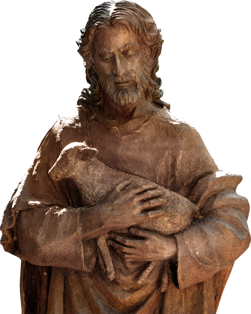 Jesus Statue Holding Lamb PNG