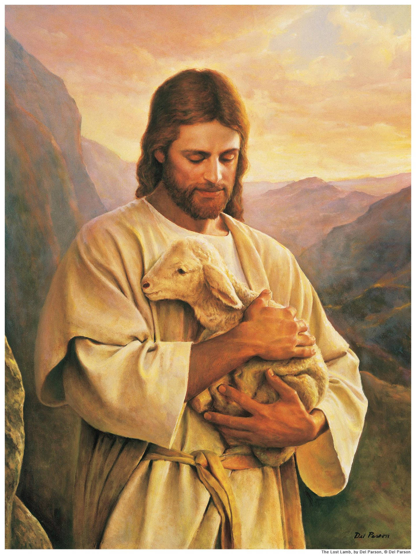 Download Jesus The Shepherd Oil Painting Wallpaper 