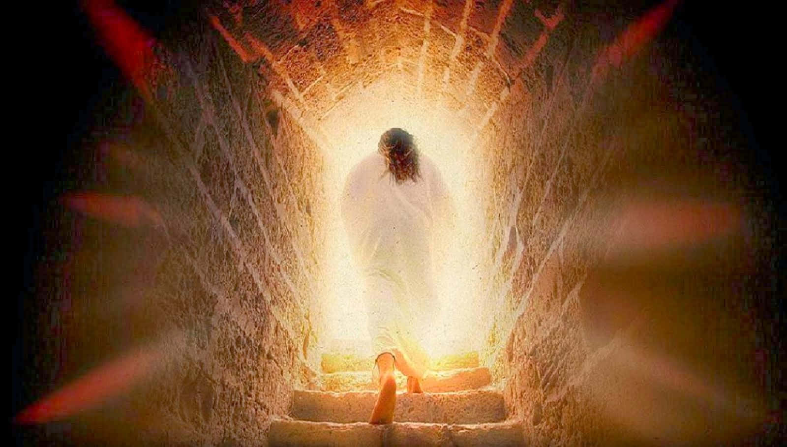 Immaginedella Tomba Di Gesù Che Cammina Dopo La Resurrezione.