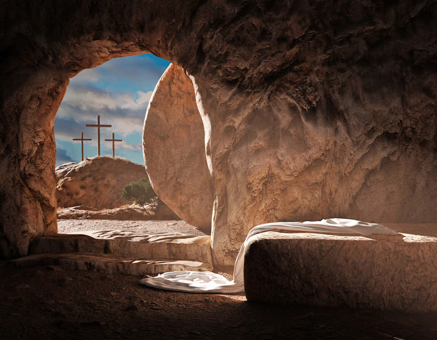 Empty Jesus Tomb With Sunlight Picture