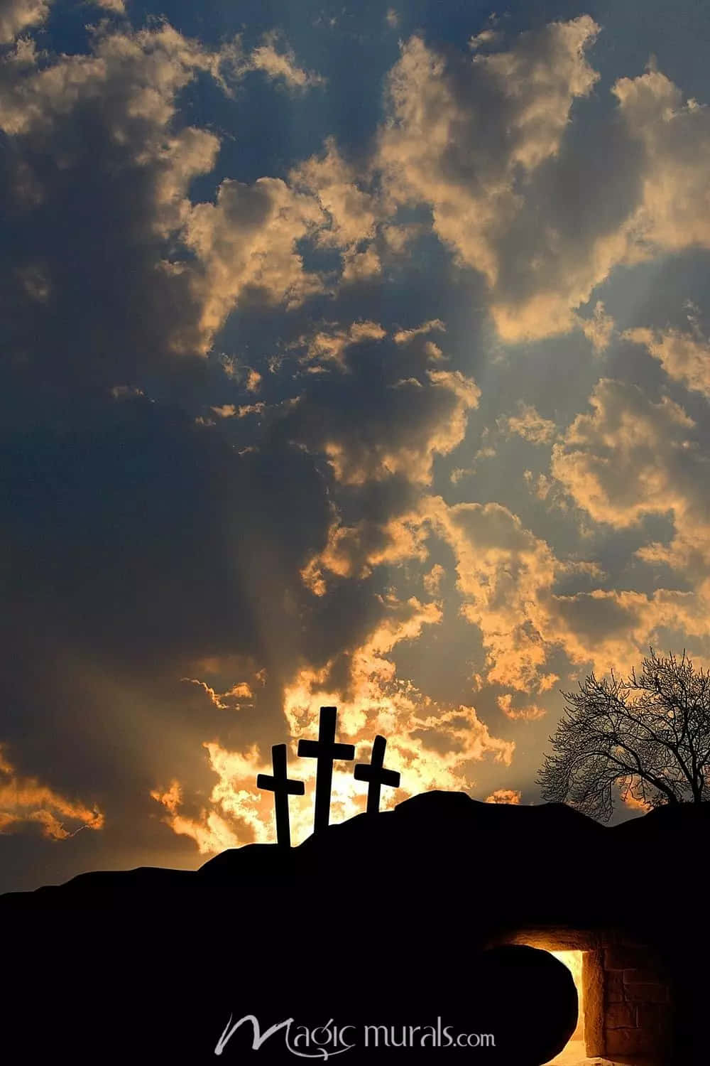 Einesilhouette Eines Kreuzes Am Himmel