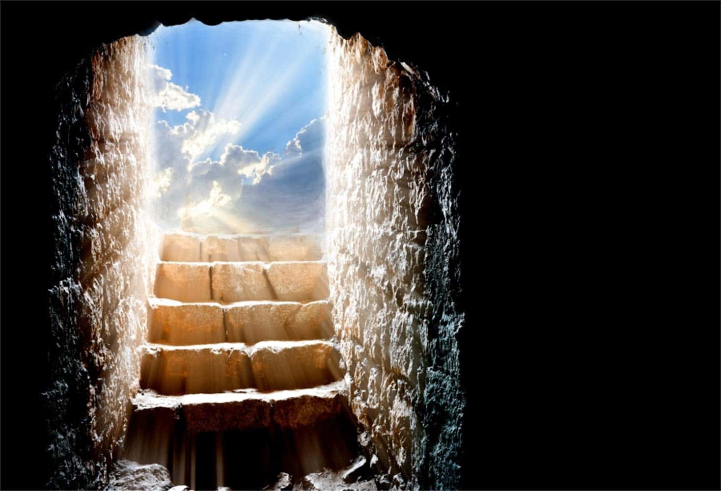 Jesus Grav Stige Til Himmel Billede Mono Baggrund Tapet