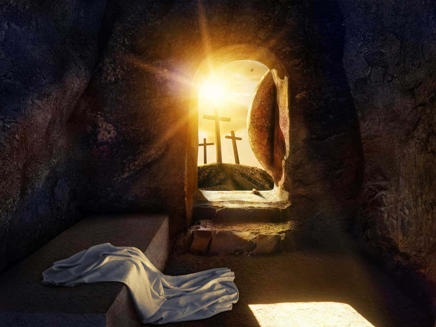 Digital Jesus Tomb In Golden Hour Picture