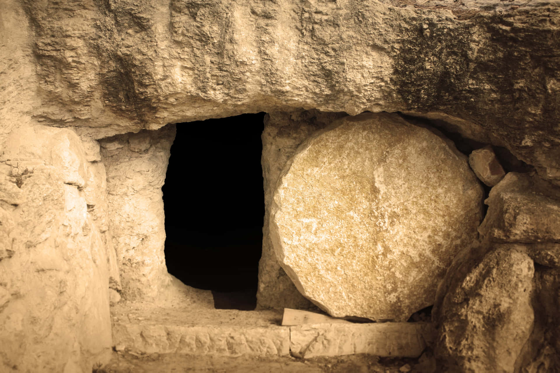 Öffnedas Bild Des Felsengrabes Von Jesus.