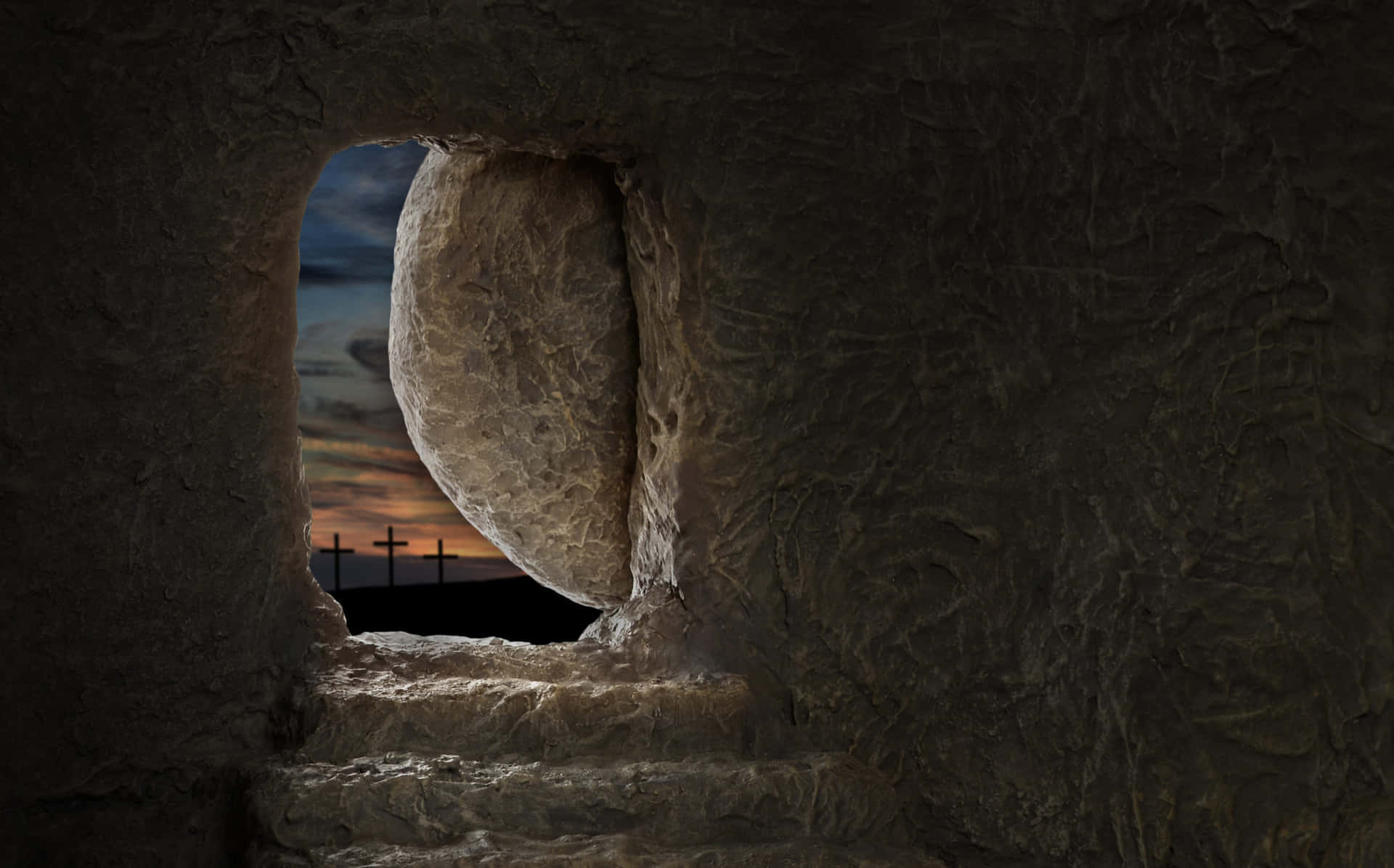 Immaginedell'interno Della Tomba Di Gesù Vuota.