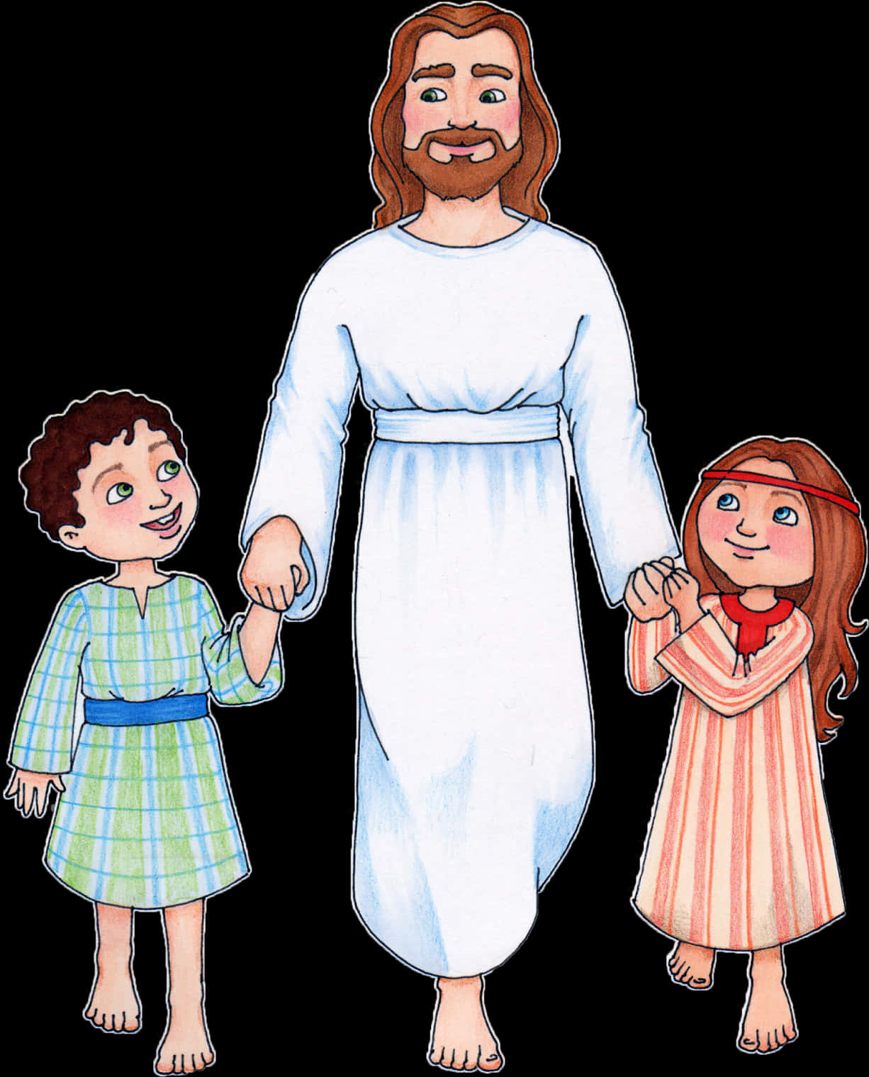 Download Jesus With Children Illustration | Wallpapers.com